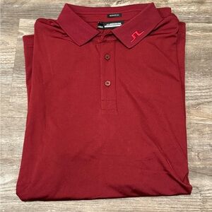 J.Lindeberg Men's Burgundy Polo with Contrast Logo